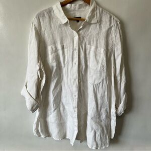 Talbots 100% Linen White Button Down Shirt NWOT